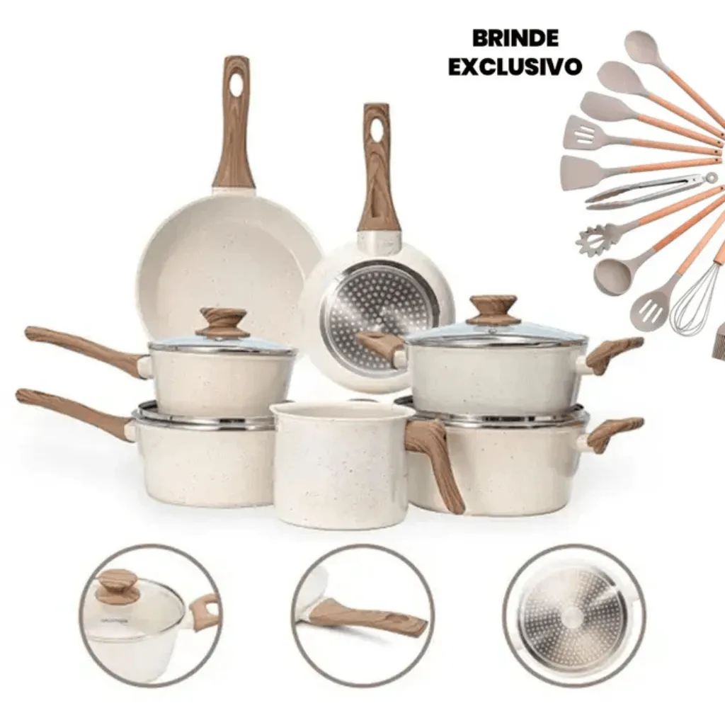 Cozinha dos Sonhos 9 peças Revestimento Cerâmico Premium Indução - Bege - Imagem 4
