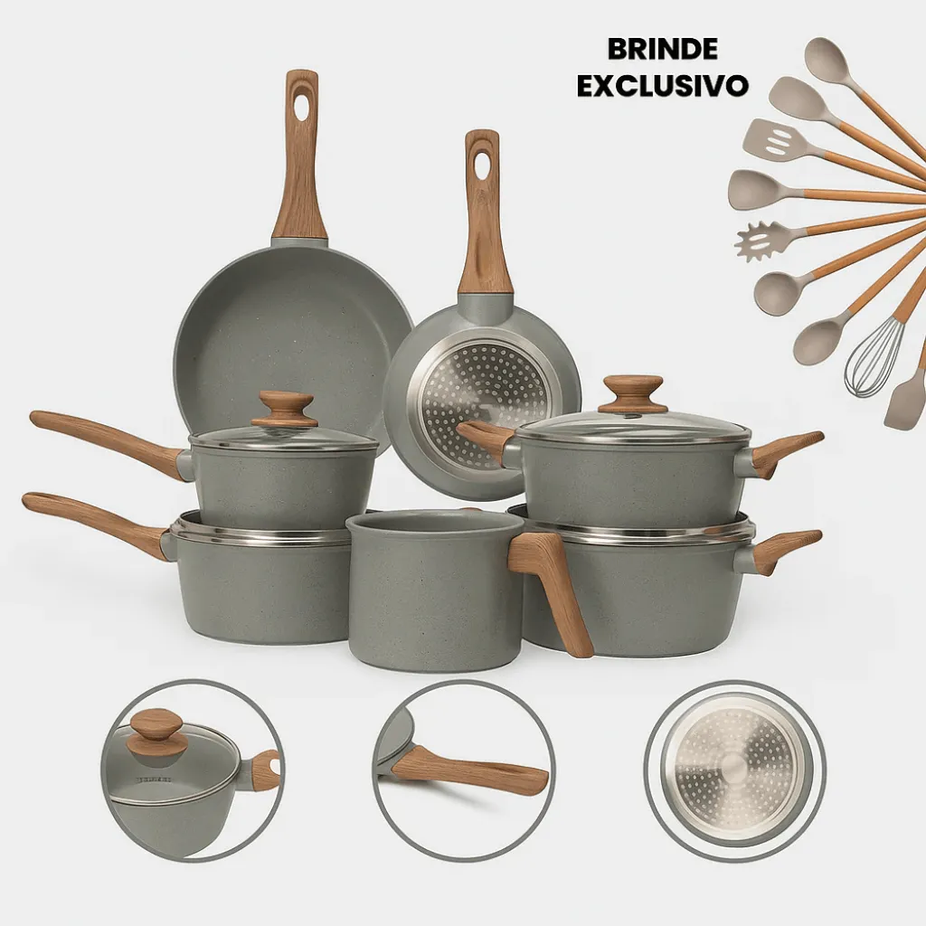 Cozinha dos Sonhos 9 peças Revestimento Cerâmico Premium Indução - Bege - Imagem 6