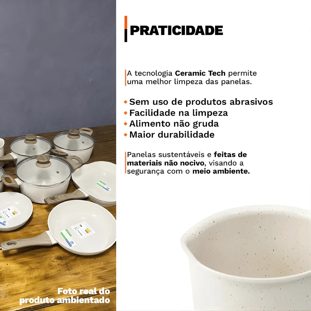 Cozinha dos Sonhos 9 peças Revestimento Cerâmico Premium Indução - Bege - Imagem 8
