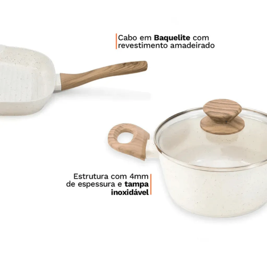 Cozinha dos Sonhos 9 peças Revestimento Cerâmico Premium Indução - Bege - Imagem 11