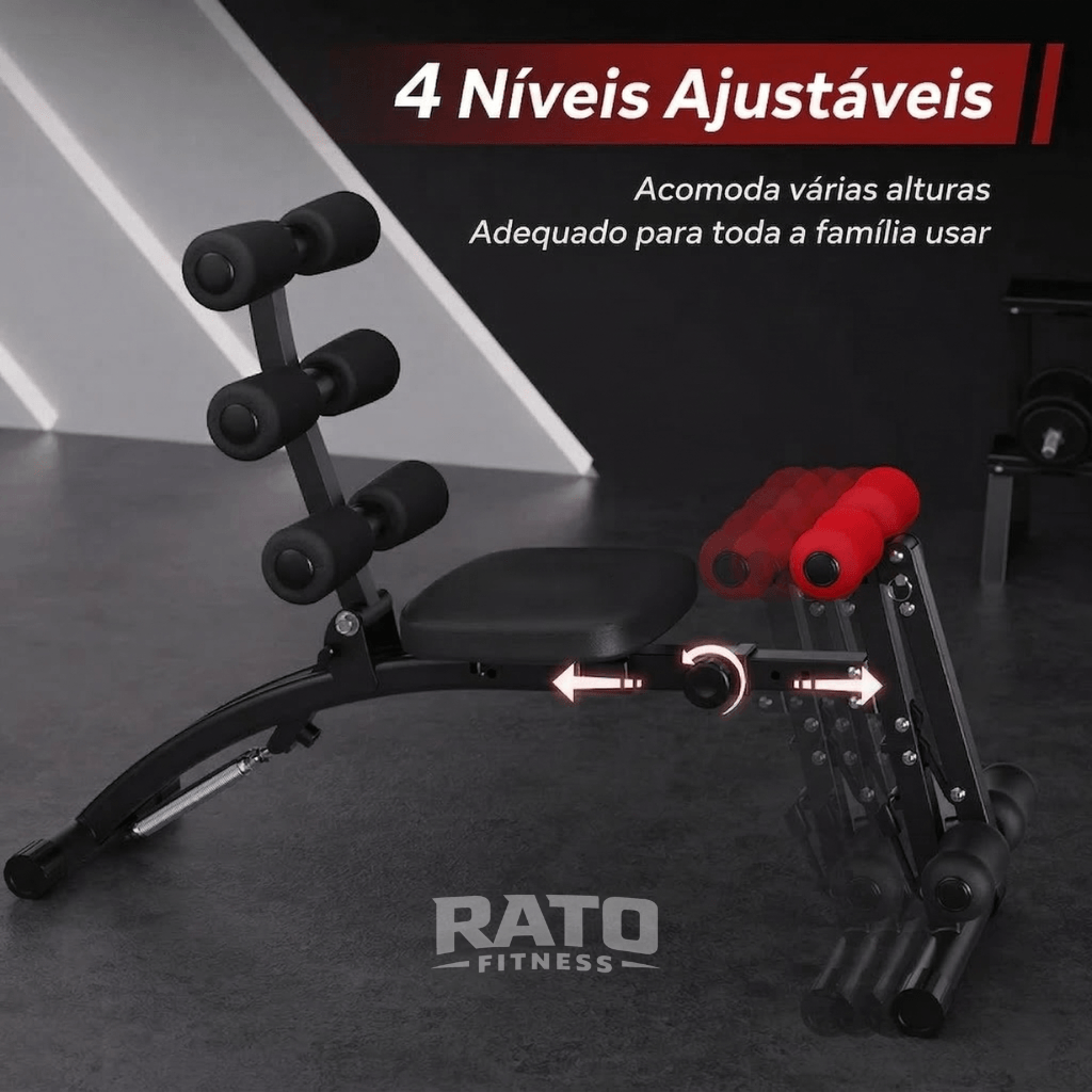 Banco Abdominal Compacto 4 em 1 para Core, Pernas e Cardio - Preto Vermelho - Imagem 4