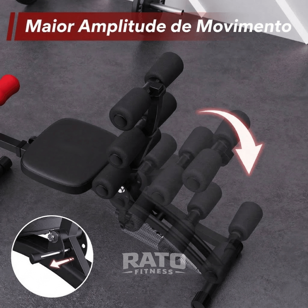 Banco Abdominal Compacto 4 em 1 para Core, Pernas e Cardio - Preto Vermelho - Imagem 6