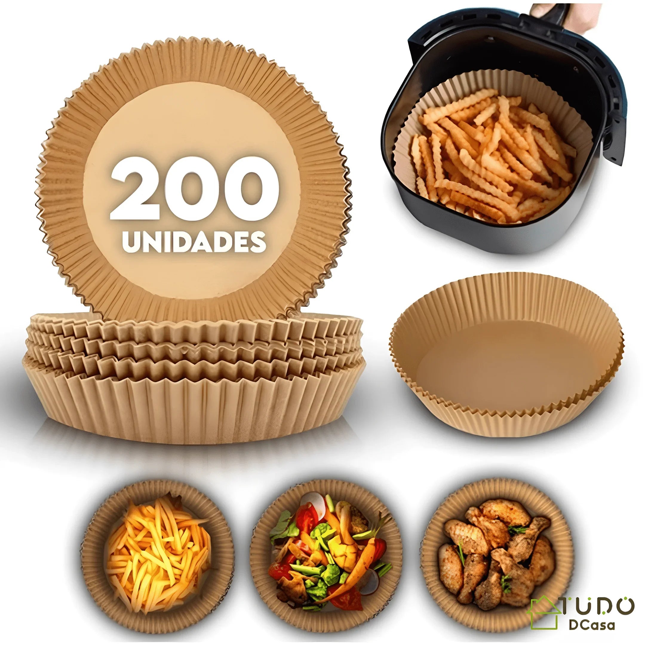 Formas de Papel Antiaderente Descartável para AirFryer