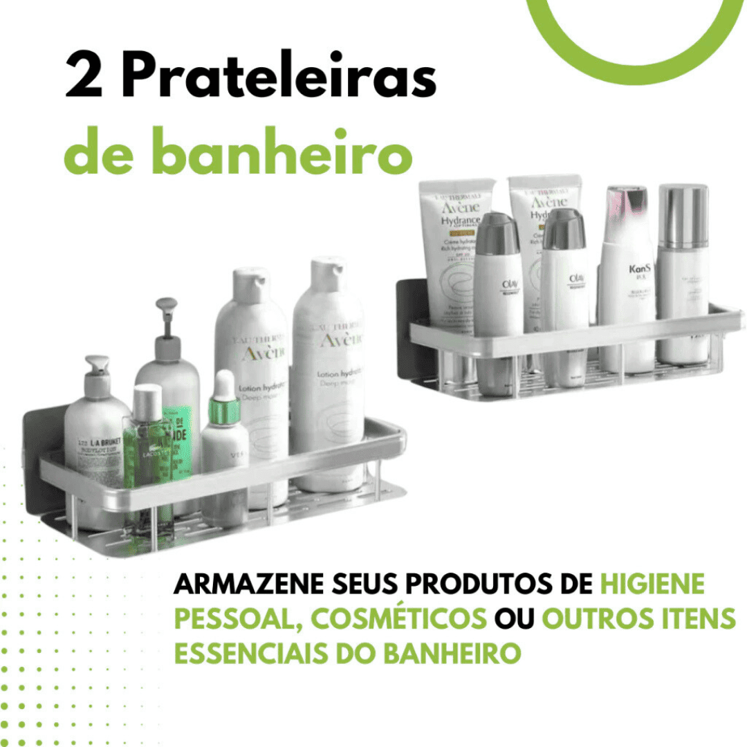 Kit Com 2 Prateleira Retangular Alumínio Sem Furo - 2 unidades - Imagem 4