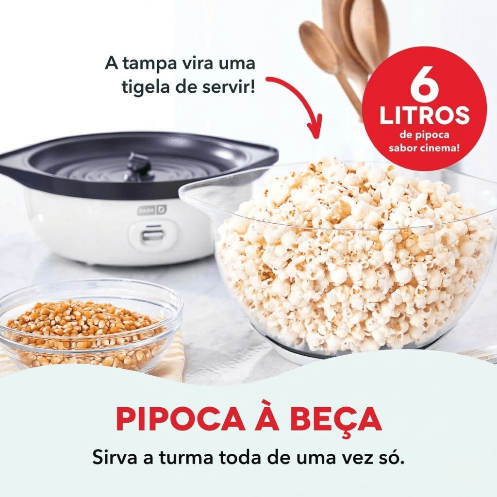 Pipoqueira CinePop Giratória 2 em 1 de 6 Litros Bivolt