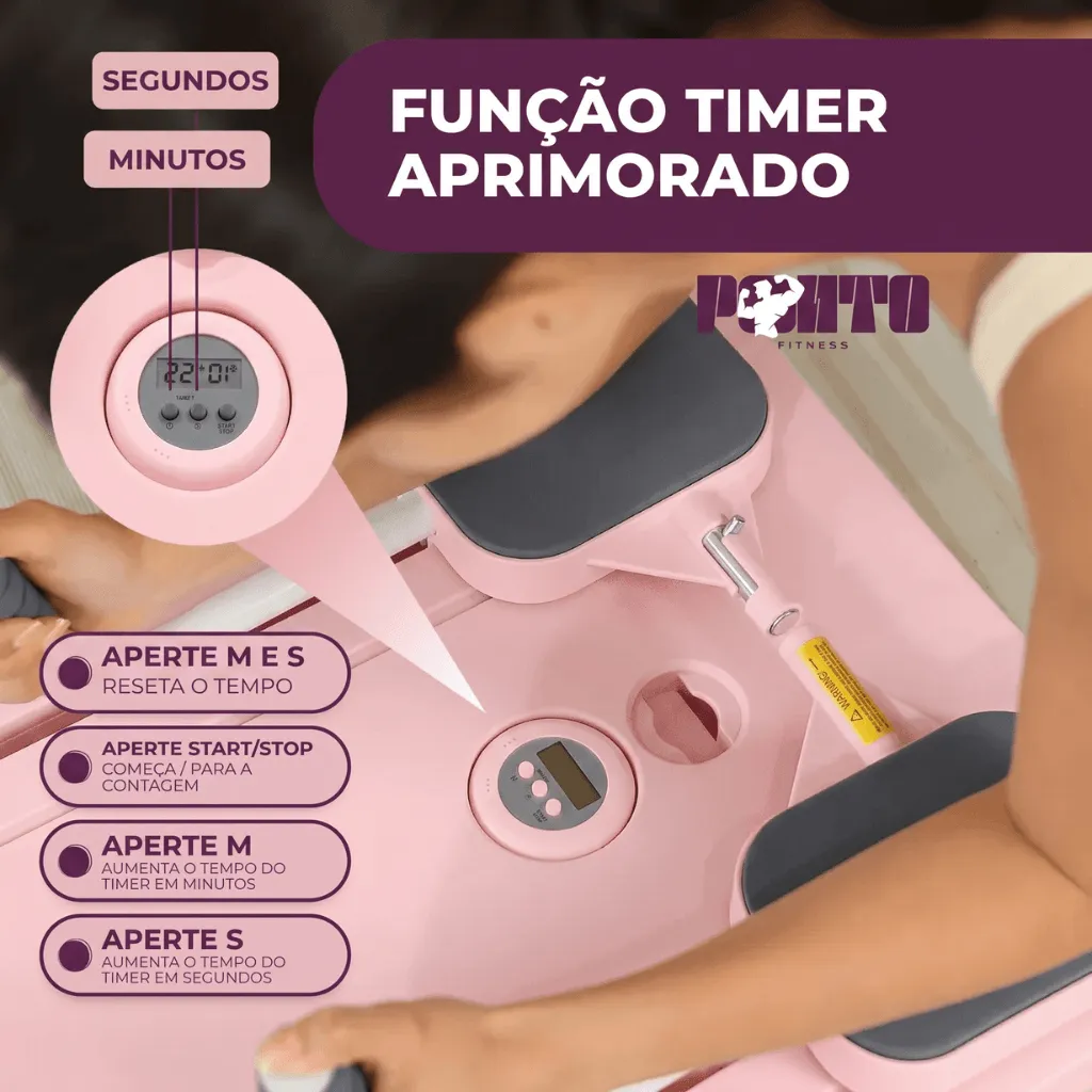 Kit Pilates 8 em 1 Dobrável para Treino Abdominal Core Braços e Pernas - Rosa - Imagem 6