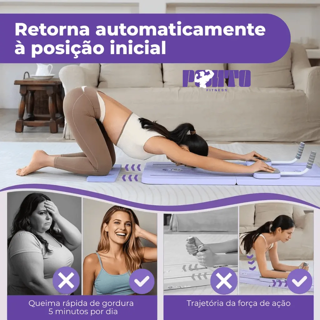 Kit Pilates 8 em 1 Dobrável para Treino Abdominal Core Braços e Pernas - Rosa - Imagem 9