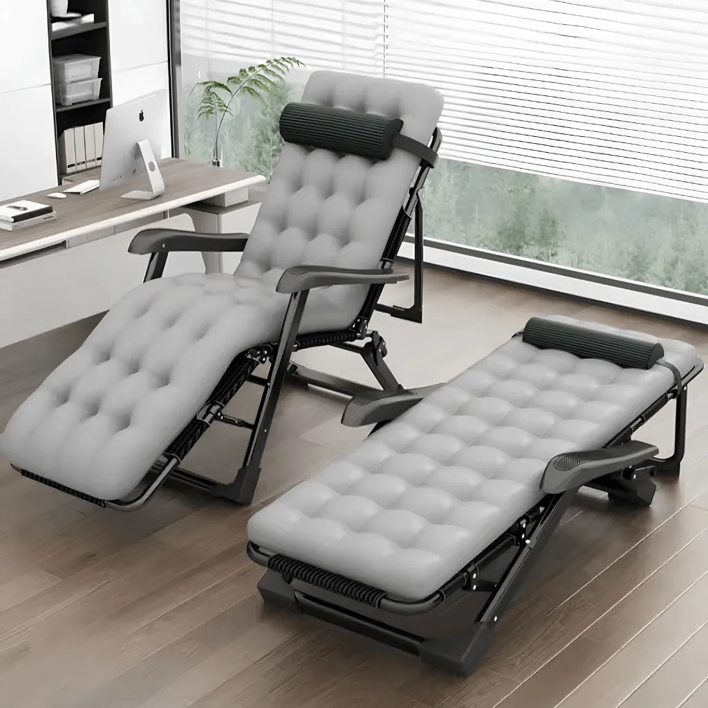 Cadeira Espreguiçadeira Dobrável Reclinável Jardim Praia Piscina 15 Posições 300kg Portátil