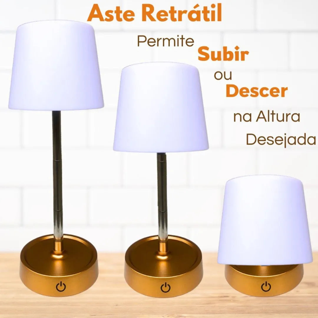 Abajur LED Recarregável Retrátil - Lúmine - Dourado · 1 unidade - Imagem 7