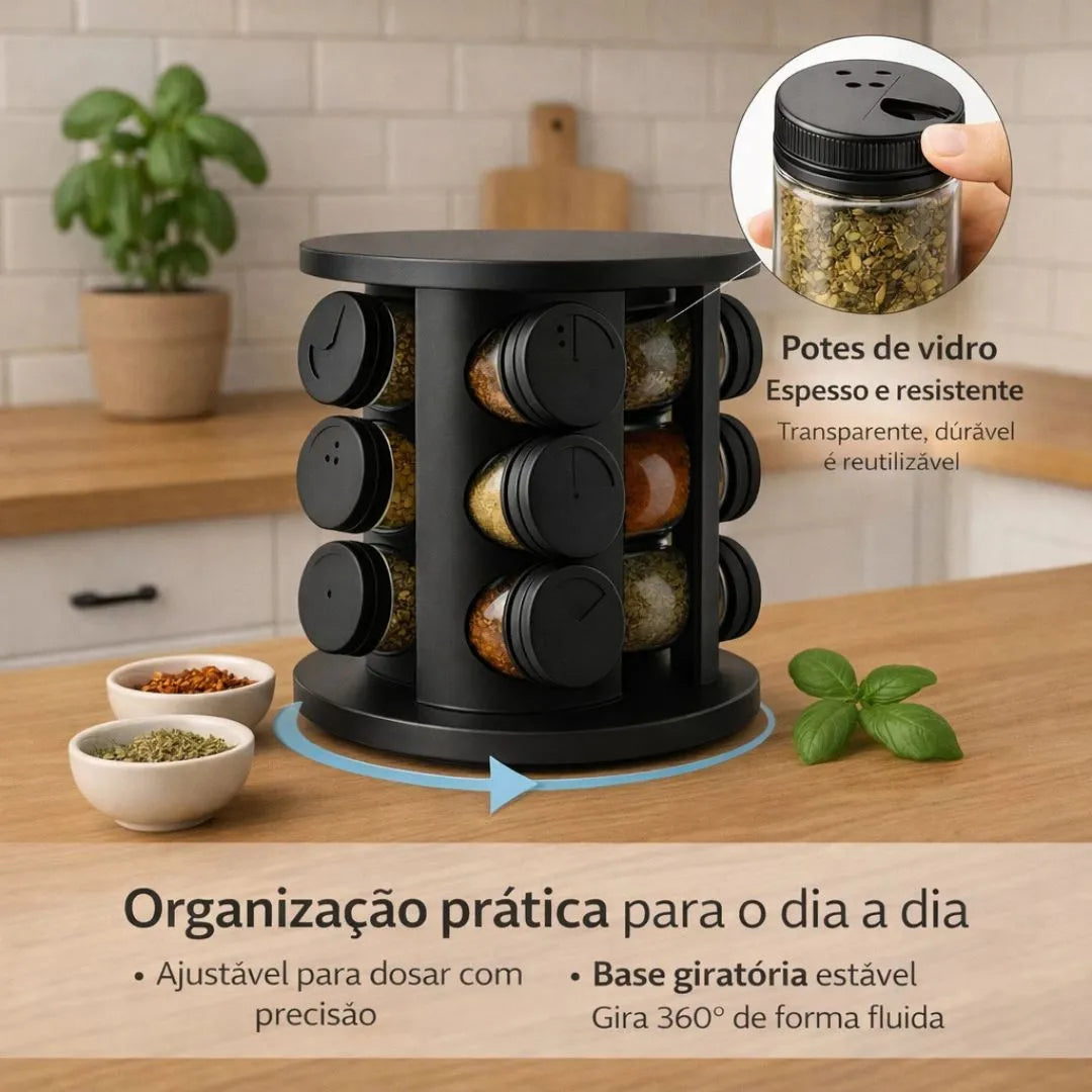 Porta Condimentos Gourmet 360° - 8 potes - Imagem 4