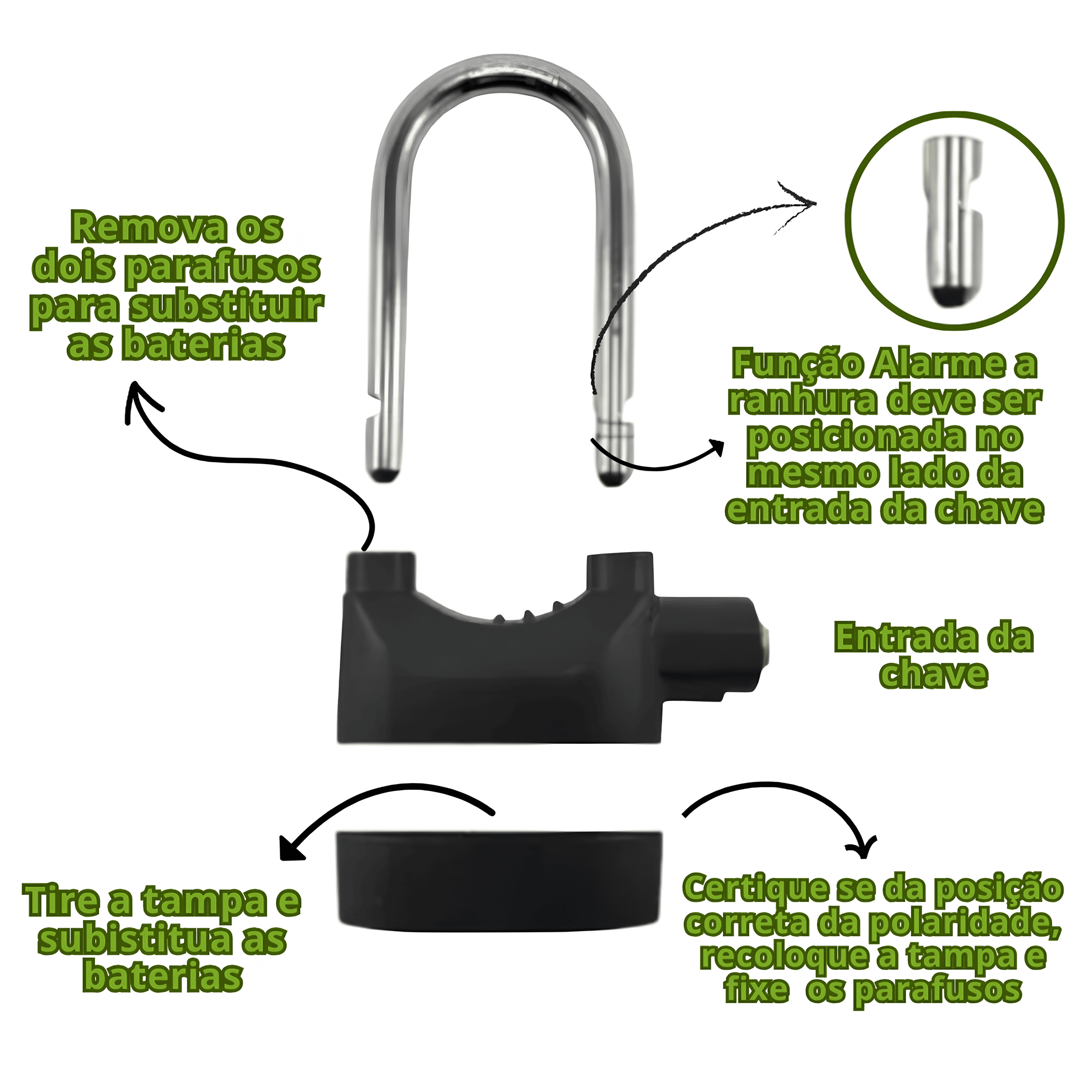 Cadeado Com Alarme Antifurto - Curto 10cm - Imagem 5