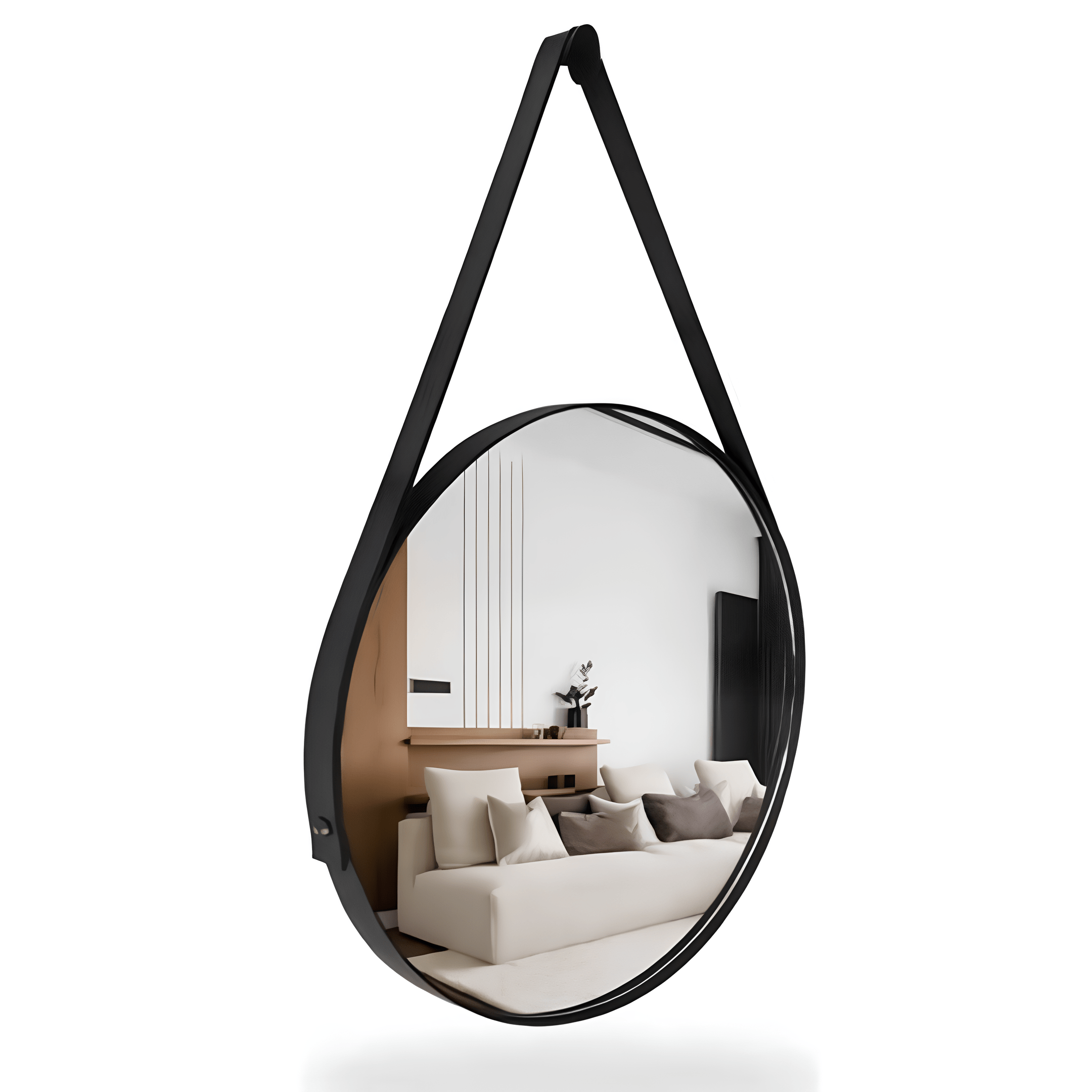 Espelho Redondo Decorativo Com Alça - 40 cm · Caramelo - Imagem 4