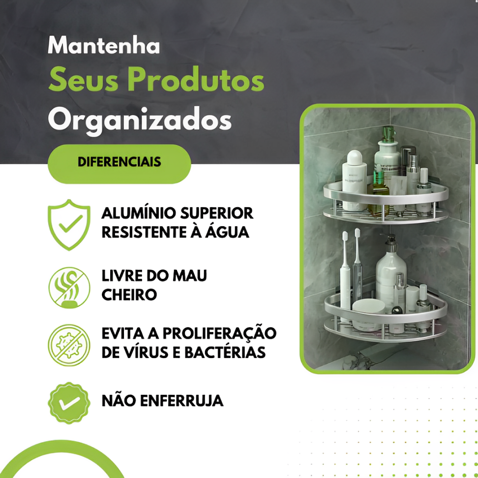 kit 2 Cantoneiras Porta Shampoo Sem Furo Em Alumínio - Kit 2 Cantoneiras - Imagem 4