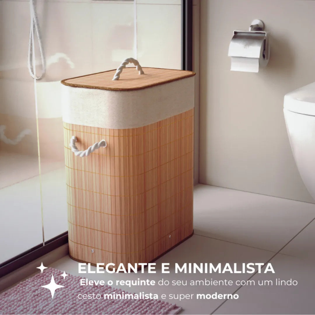 Cesto De Roupa Suja - Linha Eco Bambu - 30 litros - Imagem 3