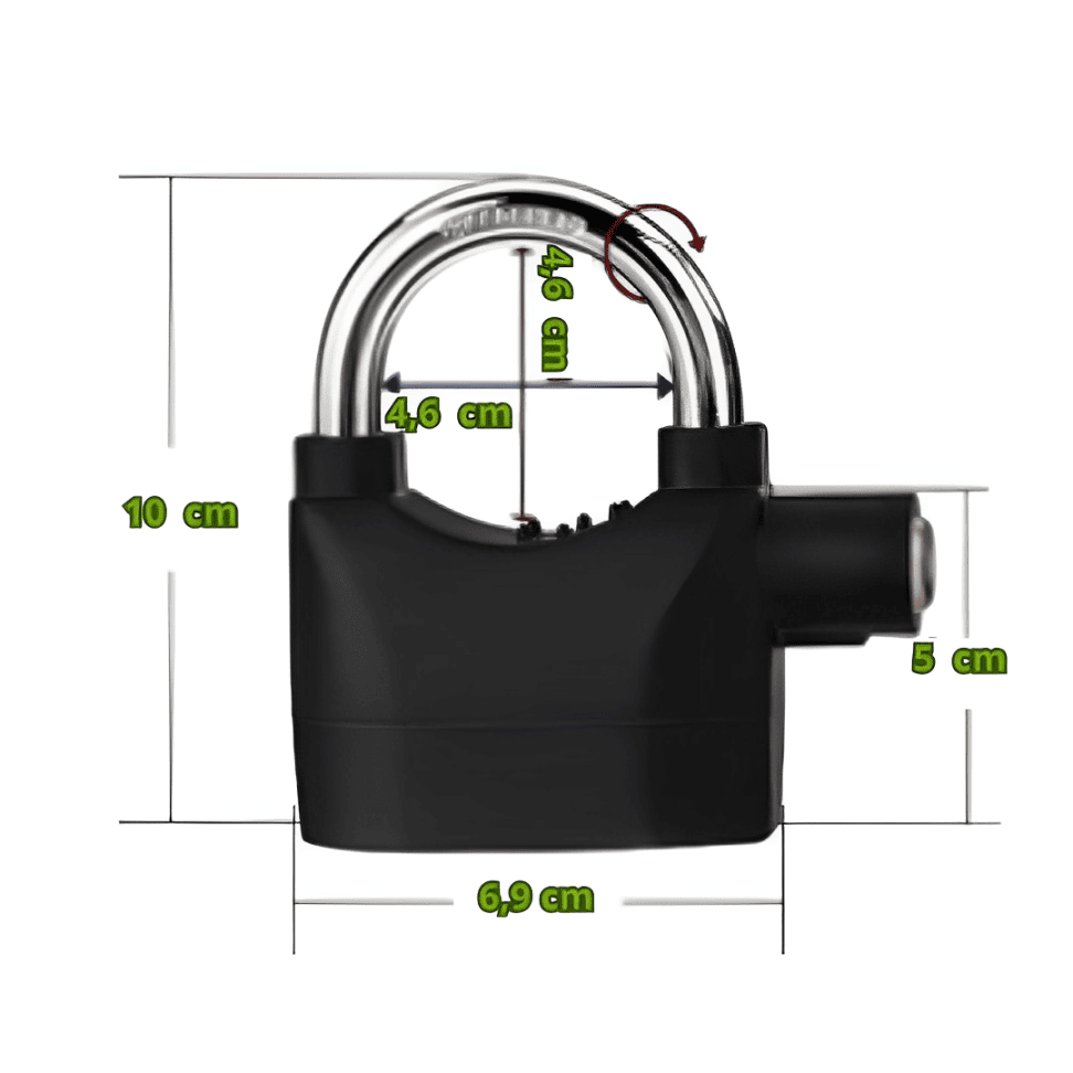 Cadeado Com Alarme Antifurto - Curto 10cm - Imagem 6