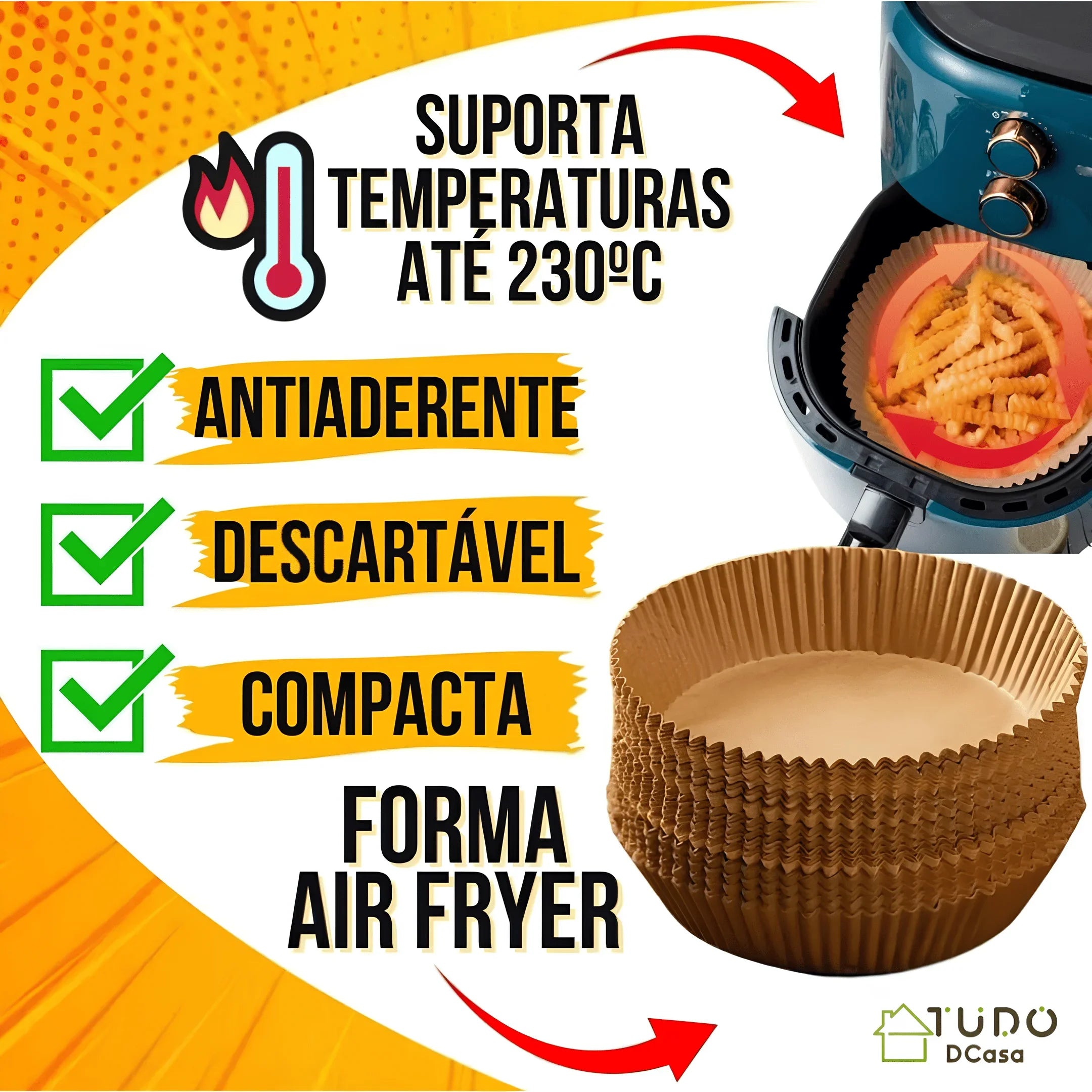 Formas de Papel Antiaderente Descartável para AirFryer - 50 unidades - Imagem 4