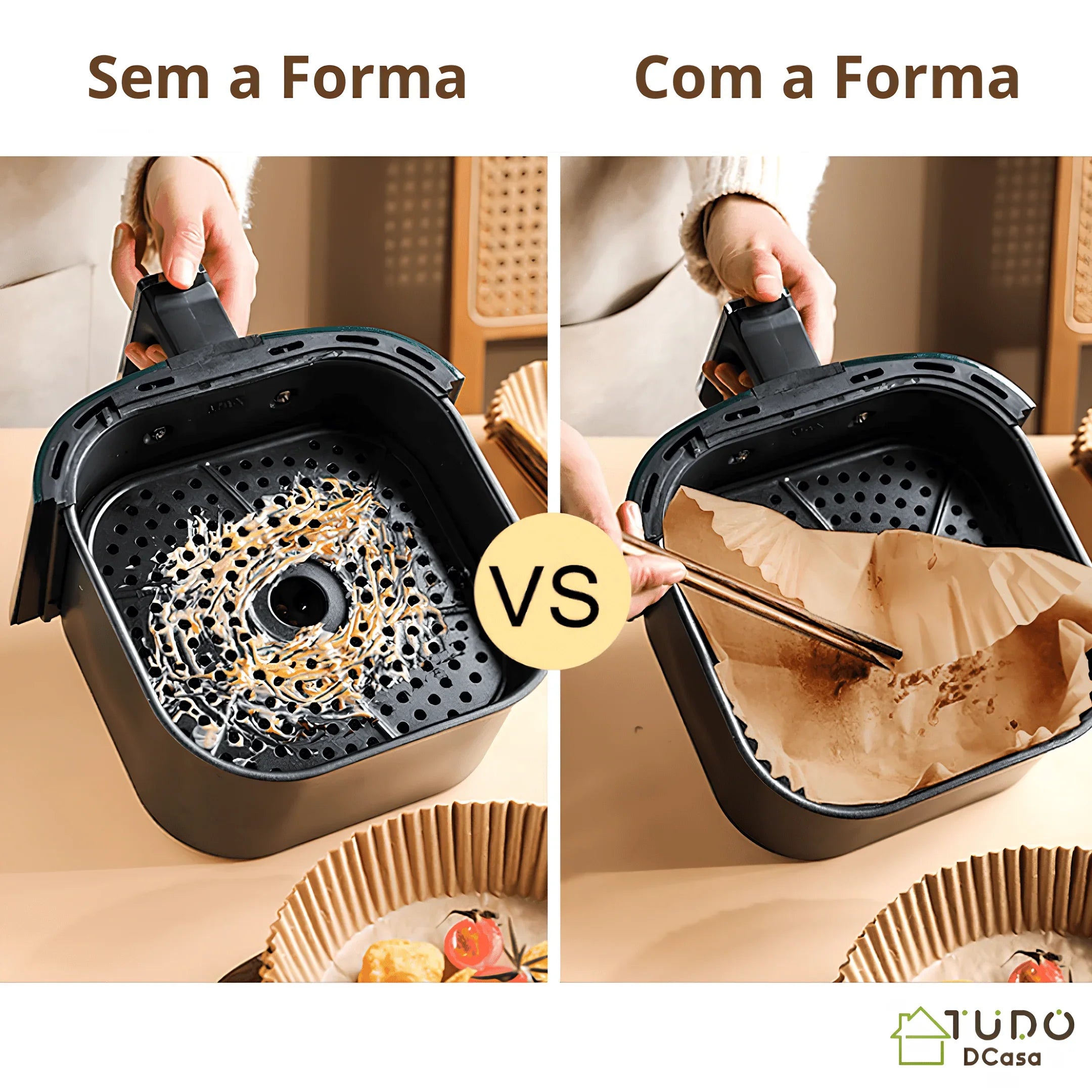 Formas de Papel Antiaderente Descartável para AirFryer - 50 unidades - Imagem 5