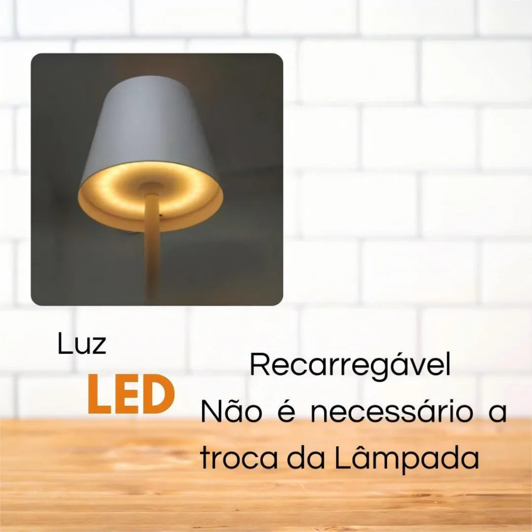 Abajur LED Recarregável Retrátil - Lúmine - Dourado · 1 unidade - Imagem 9