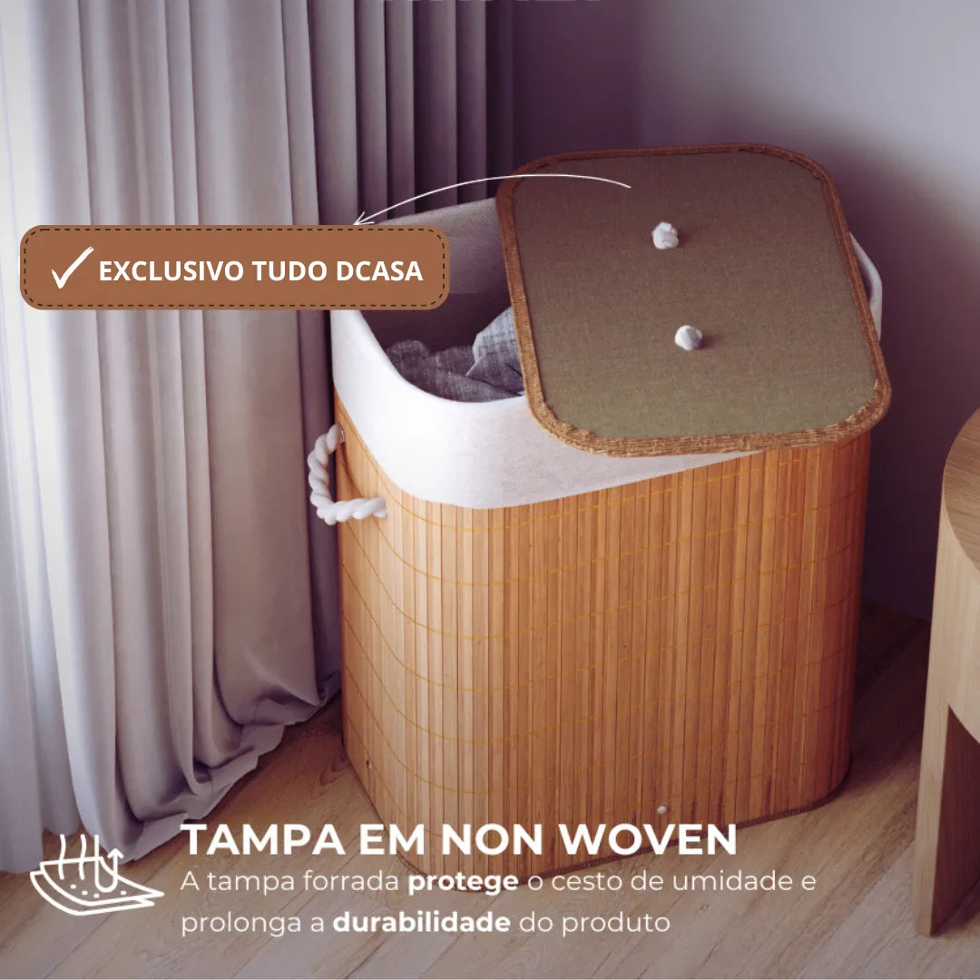Cesto De Roupa Suja - Linha Eco Bambu - 30 litros - Imagem 4