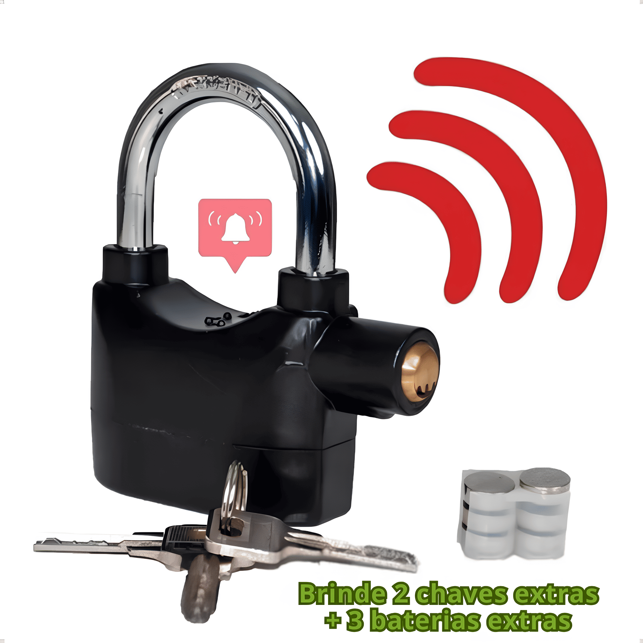 Cadeado Com Alarme Antifurto - Curto 10cm - Imagem 3
