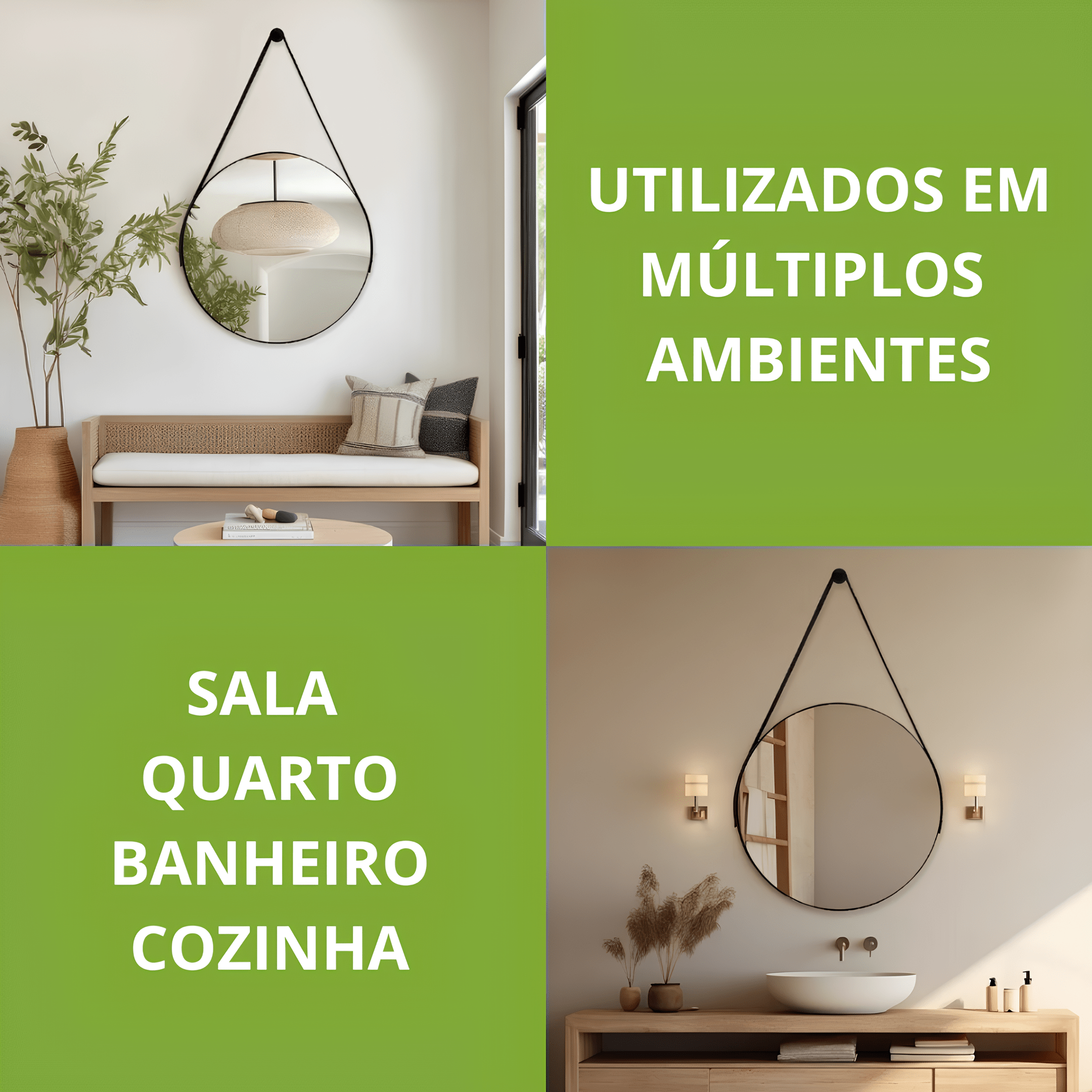 Espelho Redondo Decorativo Com Alça - 40 cm · Caramelo - Imagem 7