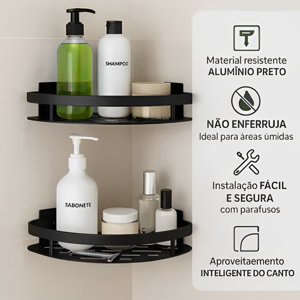 kit 2 Cantoneiras Porta Shampoo Sem Furo Em Alumínio - Kit 2 Cantoneiras - Imagem 8