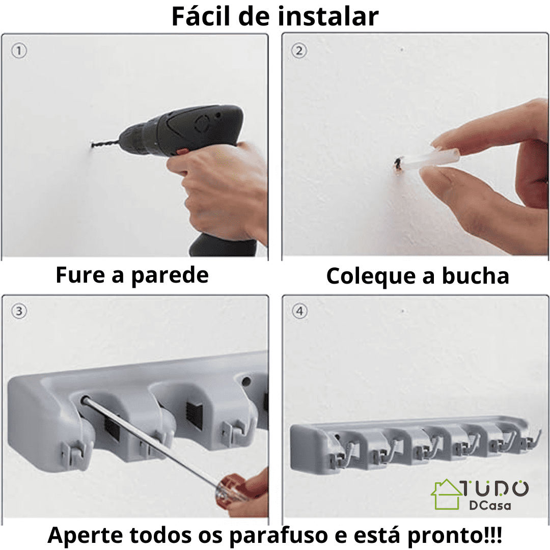 Suporte Organizador De Parede Para Vassoura - 1 unidade - Imagem 6