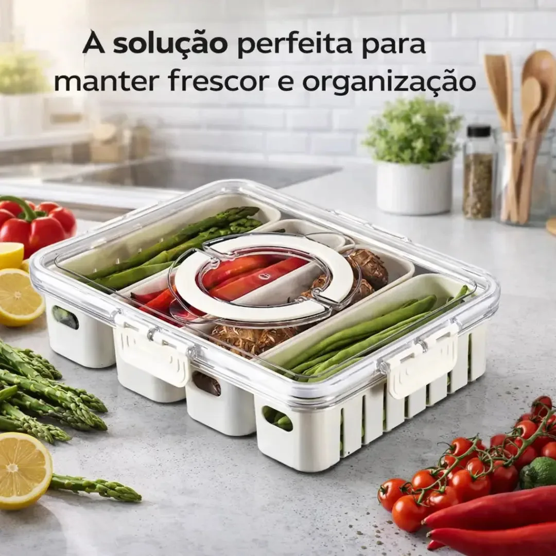 Organizador de geladeira com divisórias: pote hermético de 3,9 L com 4 divisórias e alça - 1 unidade - Imagem 6