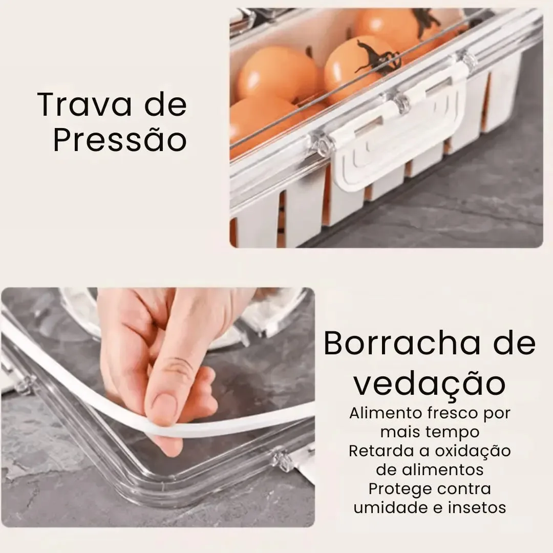 Organizador de geladeira com divisórias: pote hermético de 3,9 L com 4 divisórias e alça - 1 unidade - Imagem 8