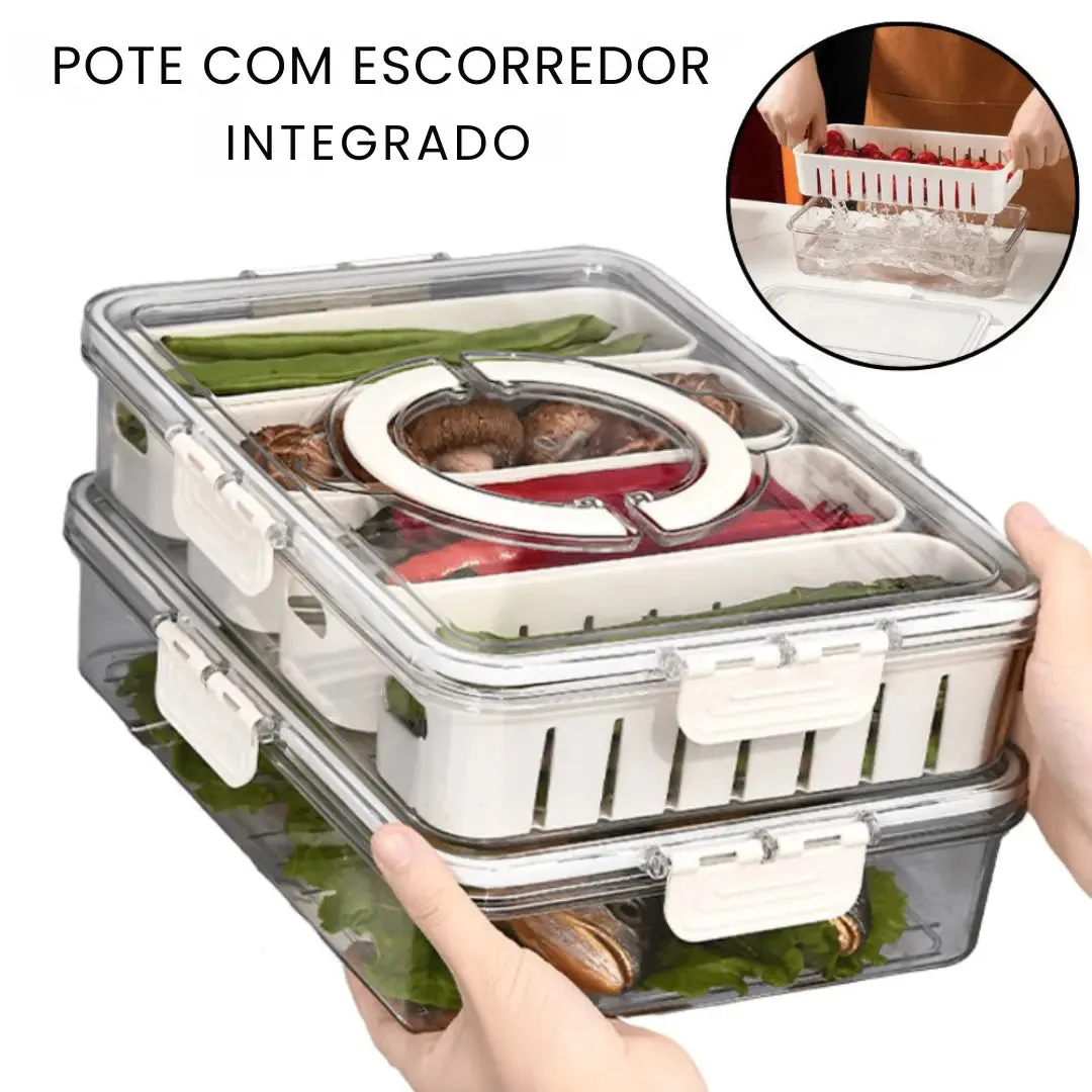 Organizador de geladeira com divisórias: pote hermético de 3,9 L com 4 divisórias e alça - 1 unidade - Imagem 10