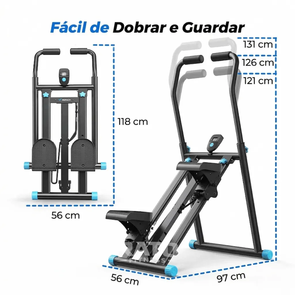 Simulador de Escada Vertical Dobrável Compacto 2 em 1 - Preto - Imagem 8