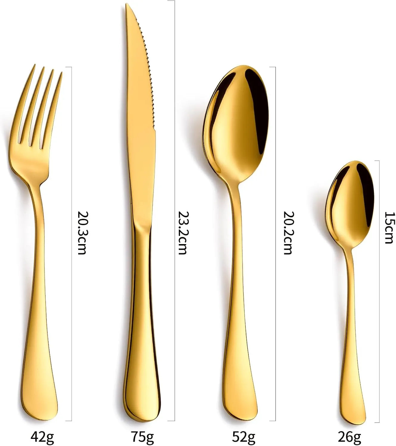 Faqueiro em Aço Inox - Coleção Noite Feliz - Dourado Luxo / 24 Peças - Imagem 9